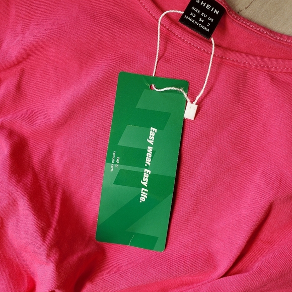 NWT SHEIN EZwear Hot Pink Twist Hem Crop Top Size XS (2) - Picture 10 of 12